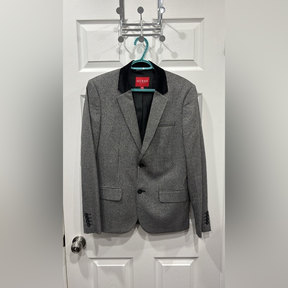GUESS Men's Black and Gray Blazer